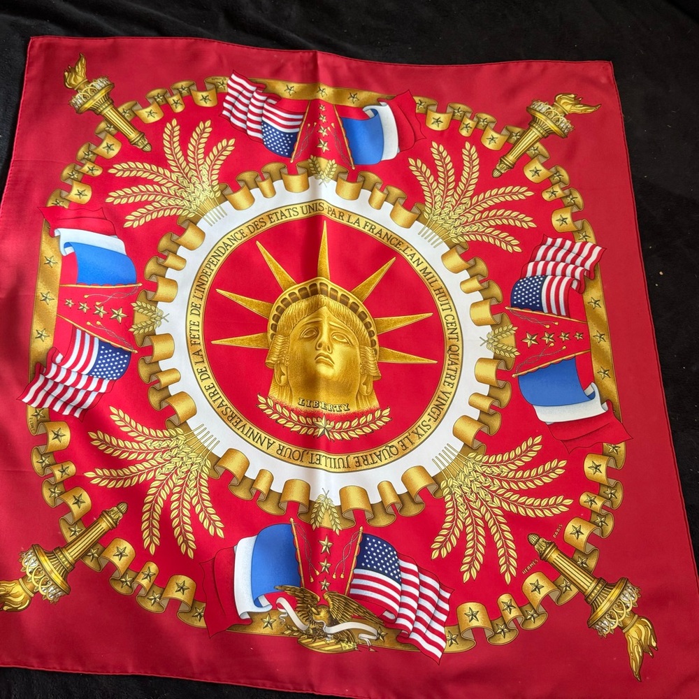 Liberty America 90cm Hermes Paris Scarf Red